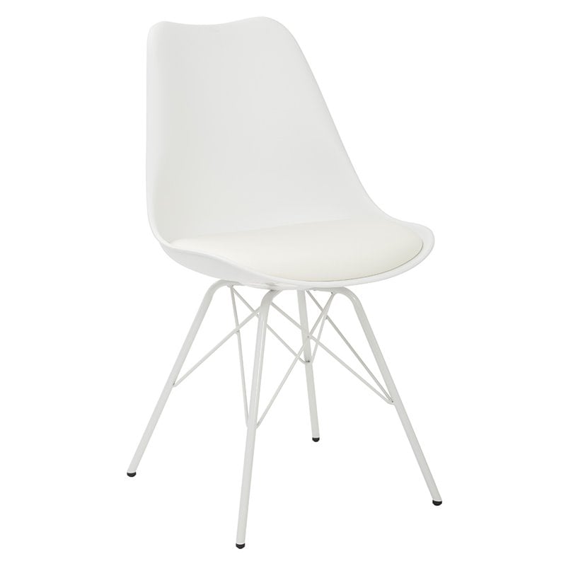 Emerson White Side Chair with 4 Leg Base