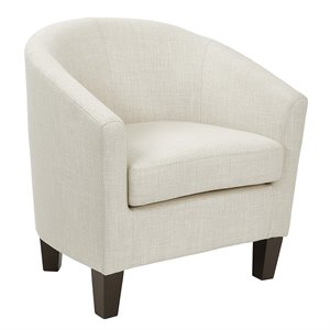 Ethan Fabric Tub Chair in Linen Beige with Espresso Legs
