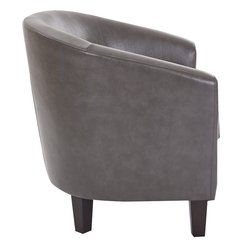 Ethan Pewter Fabric Tub Chair with Dark Espresso Wood Legs
