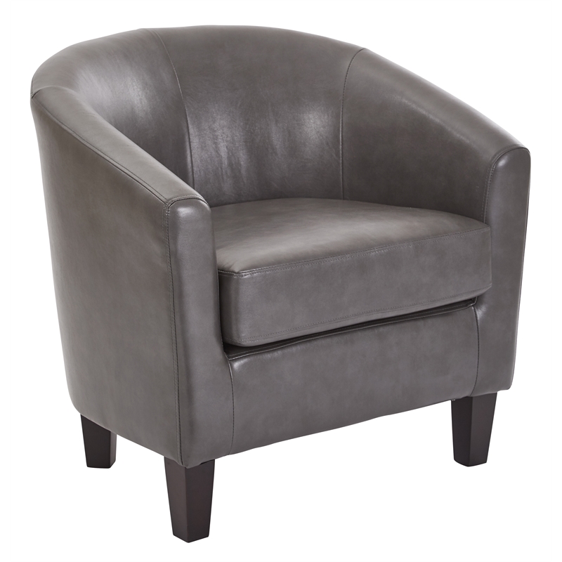 Ethan Pewter Fabric Tub Chair with Dark Espresso Wood Legs