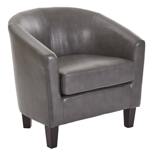 Ethan Pewter Fabric Tub Chair with Dark Espresso Wood Legs