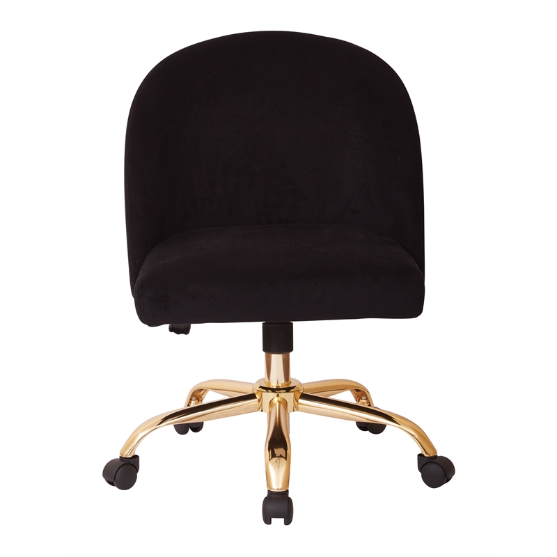 Layton Mid Back Office Chair in Black Velvet with Gold