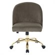 Layton Mid Back Office Chair in Otter Gray Velvet with Gold Finish Base