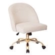 Layton Mid Back Office Chair in Oyster Beige Velvet with Gold Finish Base