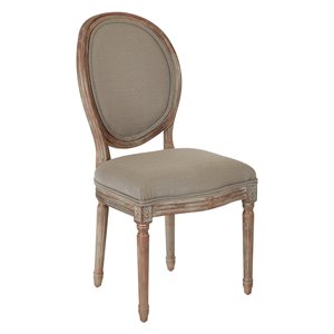 Lillian Oval Back Chair in Klein Otter Fabric and Brown Brushed Frame
