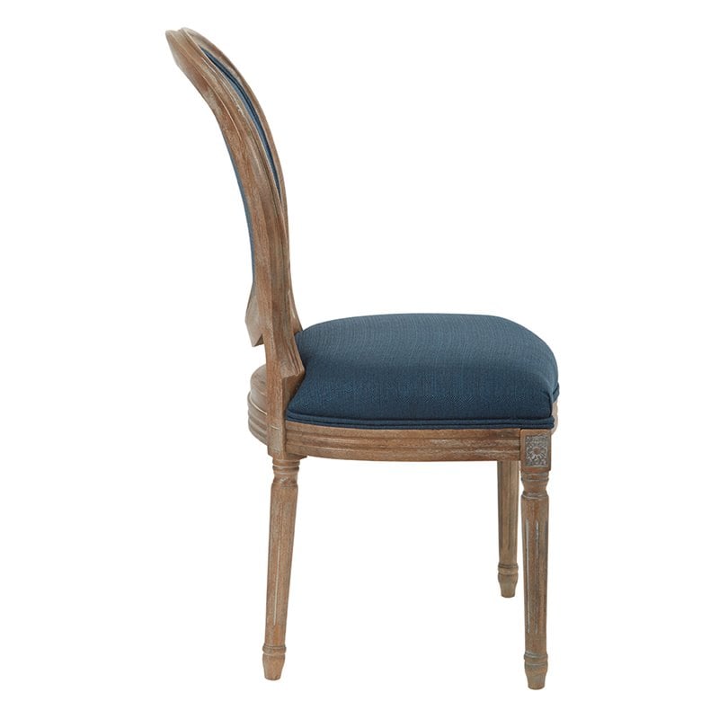 Lillian Oval Back Chair in Klein Azure Blue Fabric Brushed Frame