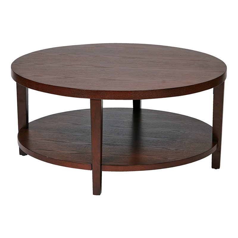 Office Star Work Smart And Ave Six Round Coffee Table In Mahogany Office Star Work Smart And Ave Six Round Coffee Table In Mahogany