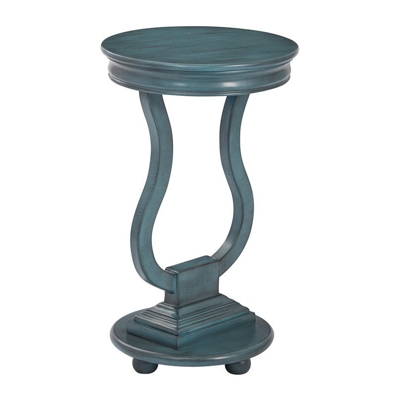 Chase Round Accent Table in Antique Caribbean Blue Finish OPCHAS1YM21