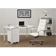 60 inch Writing Desk with White Laminate Top and White Finish Metal Legs