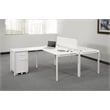 60 inch Writing Desk with White Laminate Top and White Finish Metal Legs