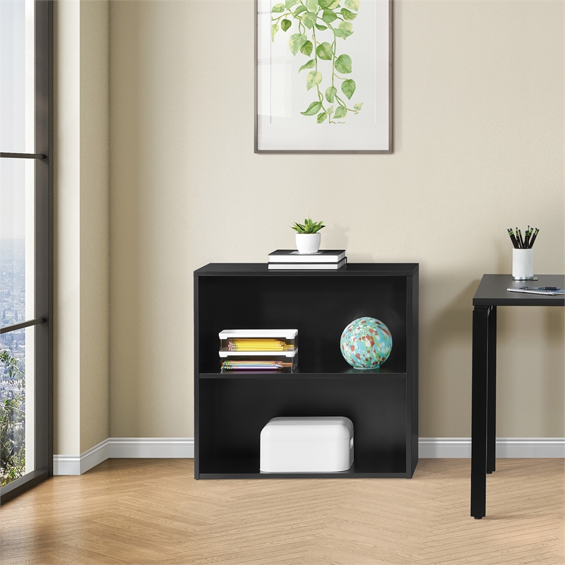 Prado 30 inch 2 Shelf Multipurpose Black Bookcase Engineered Wood