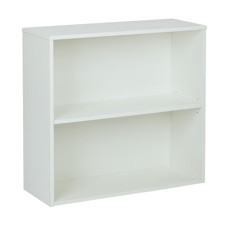 OSP Home Furnishings Prado 30 inch 2 Shelf White Bookcase Engineered Wood