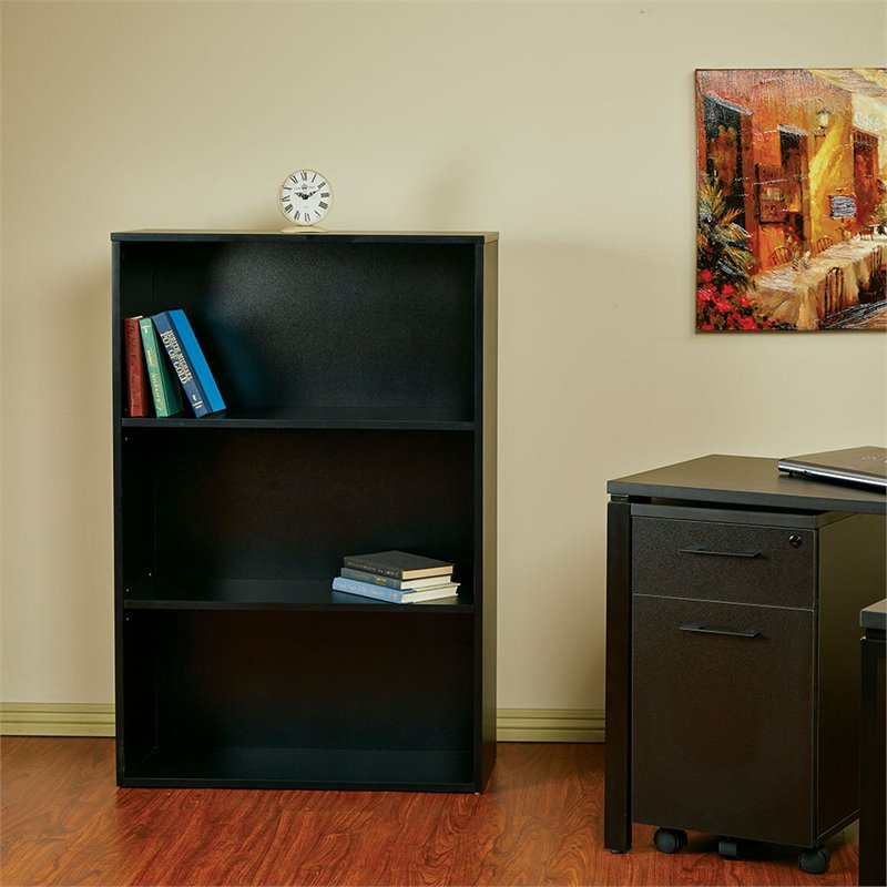 Prado 48 inch 3 Shelf Black Bookcase by Office Star PRD3248BLK