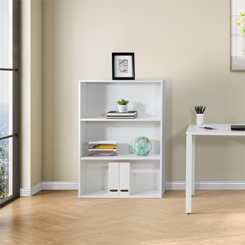 OSP Home Furnishings Prado 48 inch 3 Shelf White Bookcase Engineered Wood