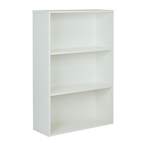 osp home furnishings prado 48 inch 3 shelf white bookcase engineered wood