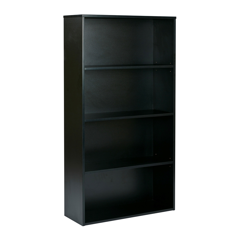 Prado 60 inch 4 Black Shelf Bookcase in Engineered Wood