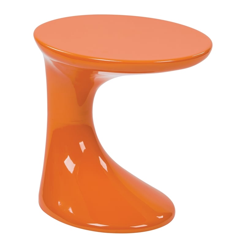 Slick Resin Fiberglass End Table with High Gloss Orange Finish SLKST32