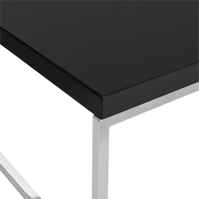 Wall Street End Table with Chrome Metal legs and Black Wood Top