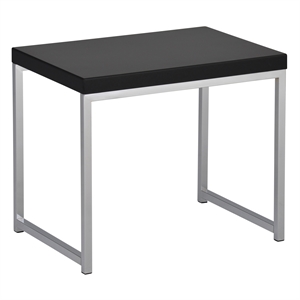 wall street end table with chrome metal legs and black wood top