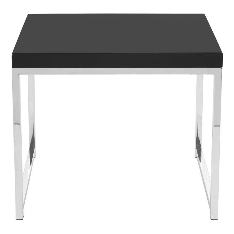 Wall Street End Table with Chrome Metal legs and Black Wood Top