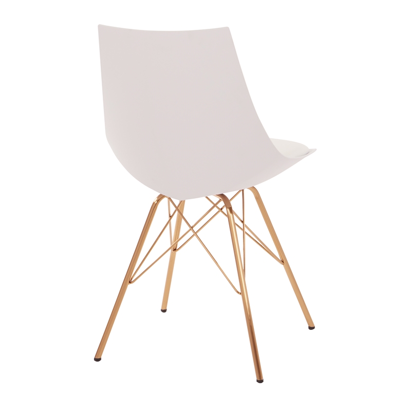 Oakley Chair in White Faux Leather with Gold Chrome Base