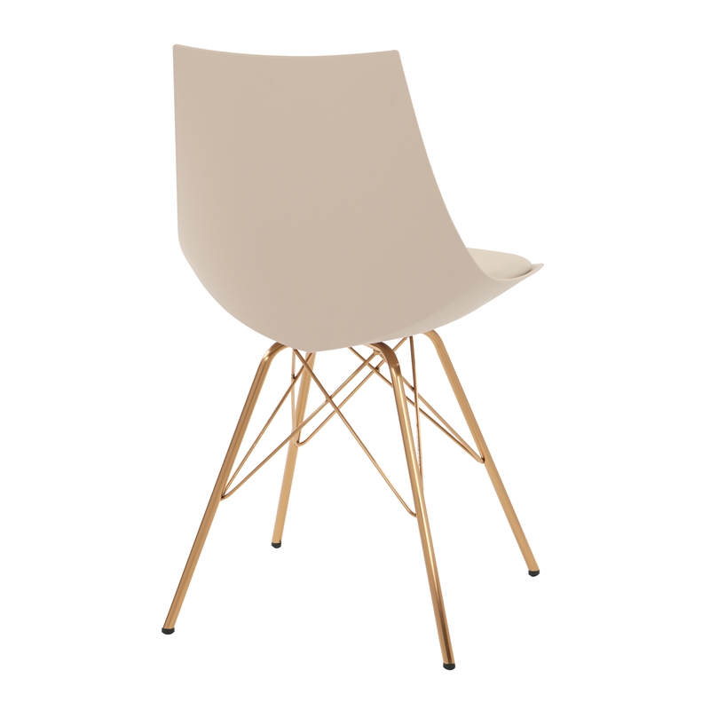 Oakley Chair in Cream Beige Faux Leather with Gold Chrome Base