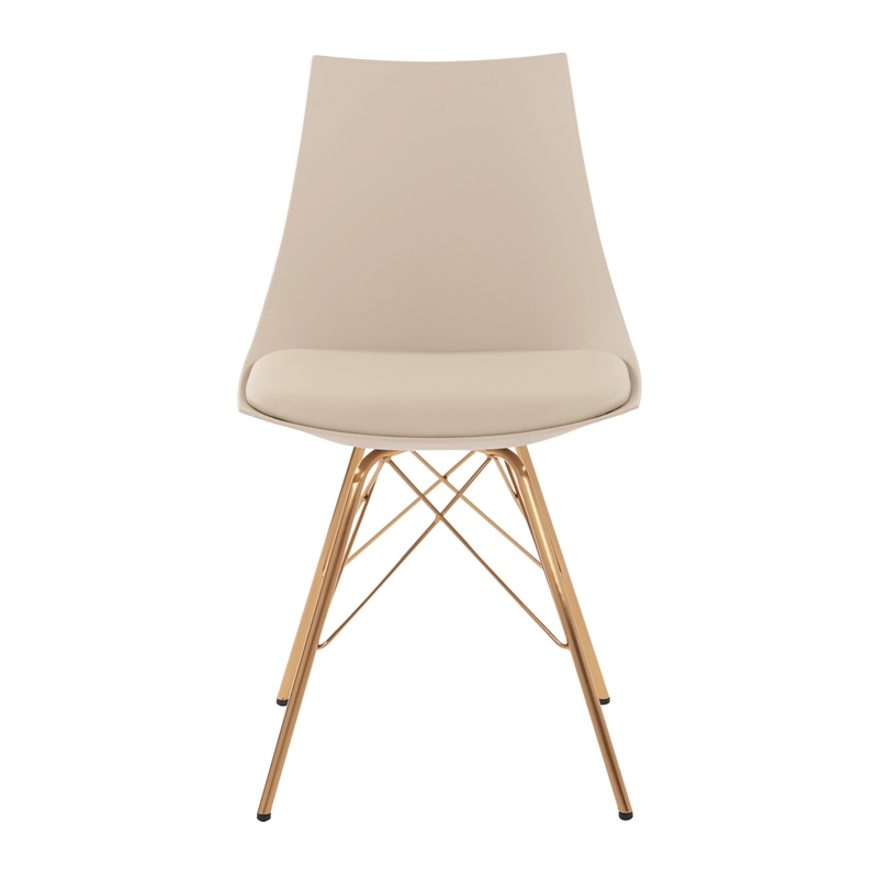 Oakley Chair in Cream Beige Faux Leather with Gold Chrome Base