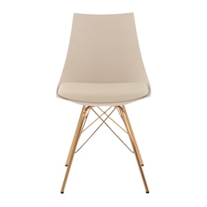 Oakley Chair in Cream Beige Faux Leather with Gold Chrome Base