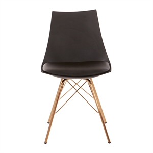 Oakley Chair in Black Faux Leather with Gold Chrome Base