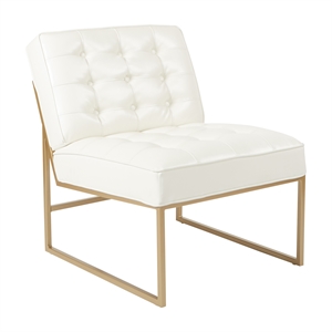 Anthony Chair in White Faux Leather with Coated Gold Frame