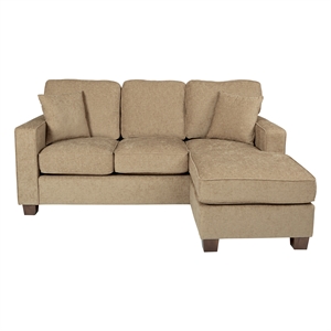 Russell Sectional in Earth Brown fabric with 2 Pillows and Coffee Finished Legs