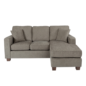 Russell Sectional in Taupe Brown/Gray Fabric with 2 Pillows and Coffee Legs