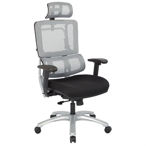 Vertical Gray Mesh Back Chair with Silver Base with Headrest
