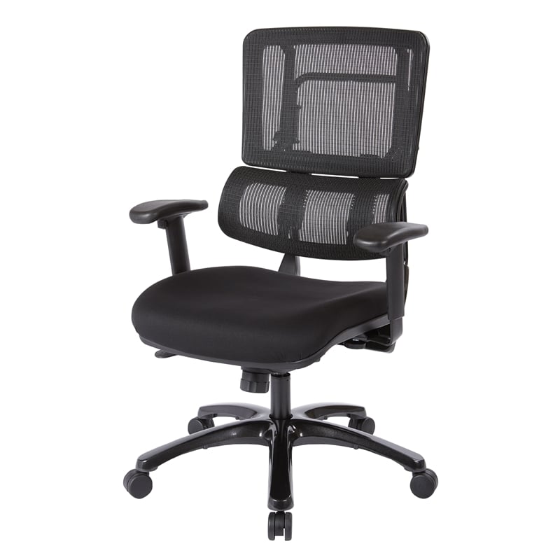 Vertical Black Mesh Back Chair with Shiny Black Base