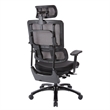 Vertical Gray Mesh Back Chair with Silver Base and Black Coal Fabric Seat
