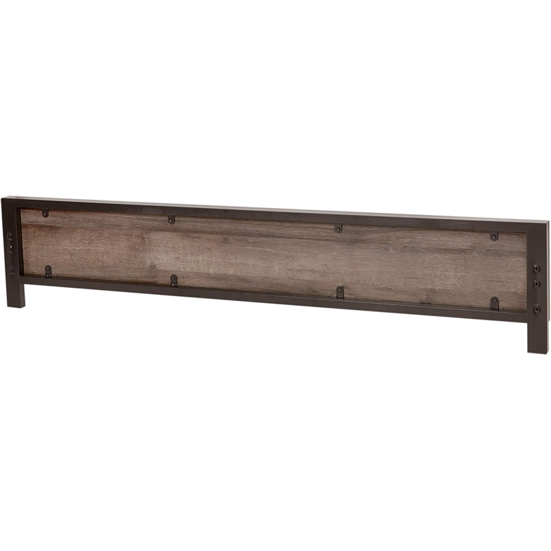 OSP Designs Braydon Queen Headboard-Footboard Oak Laminate/Matte Black Coating