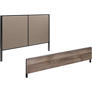 OSP Designs Braydon Queen Headboard-Footboard Oak Laminate/Matte Black Coating