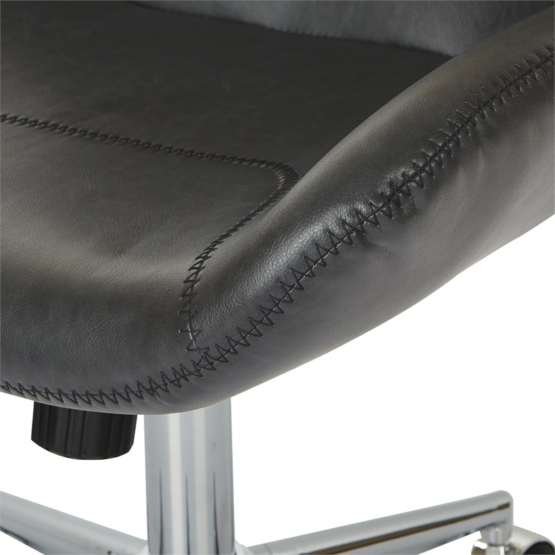 Chatsworth Office Chair in Black Faux Leather with Chrome Base