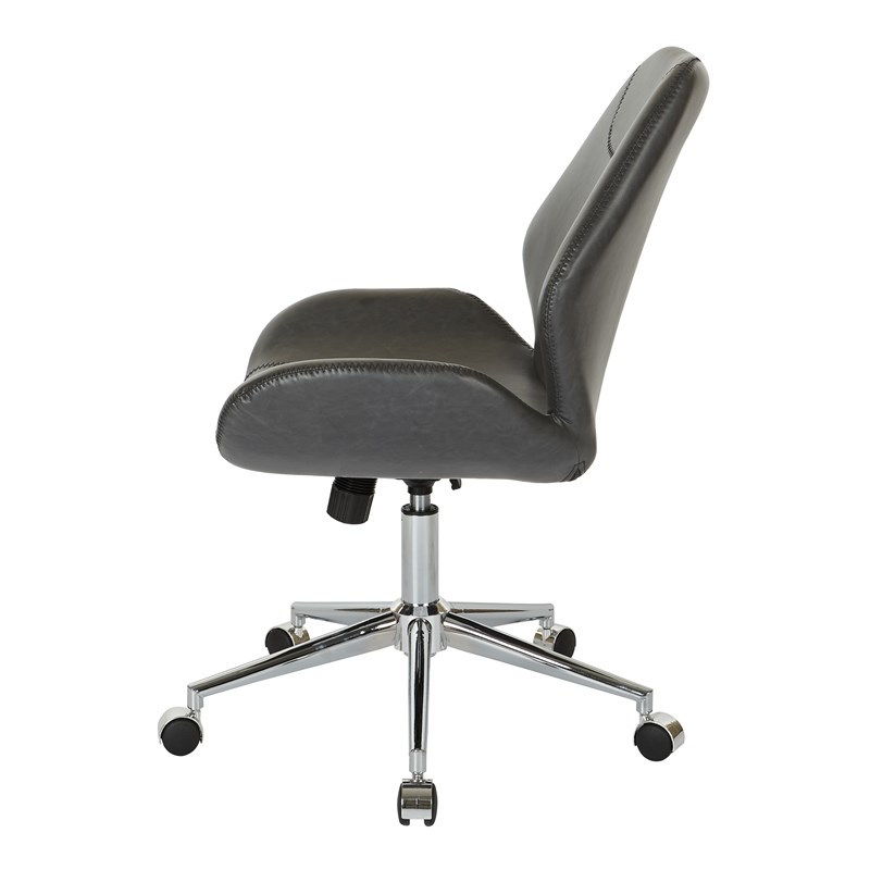 Chatsworth Office Chair in Black Faux Leather with Chrome Base