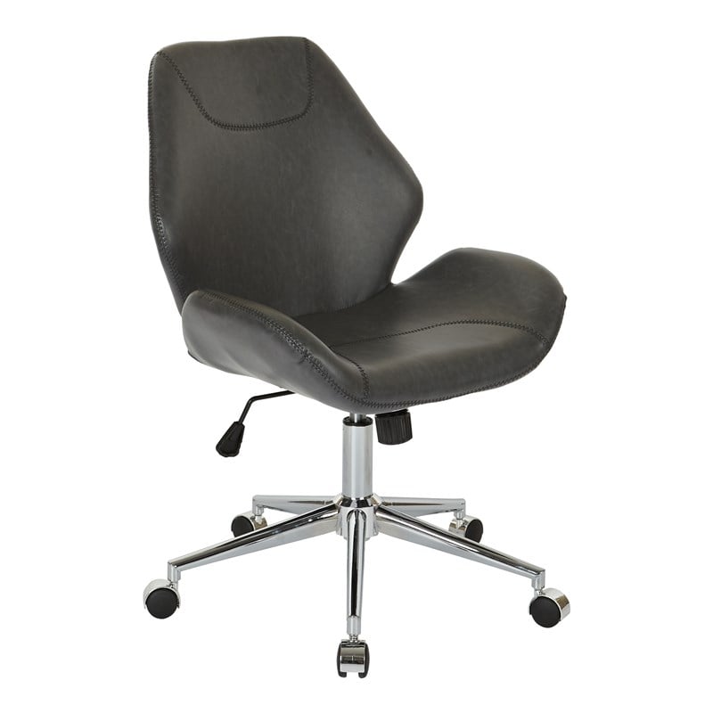 Chatsworth Office Chair in Black Faux Leather with Chrome Base