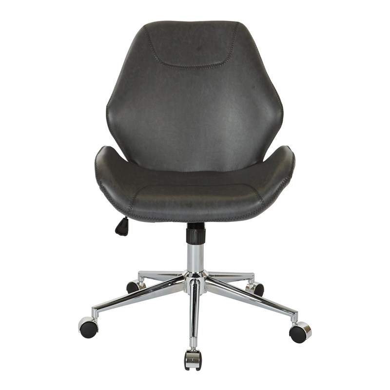 Chatsworth Office Chair in Black Faux Leather with Chrome Base