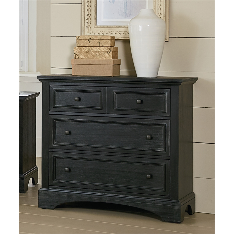 Farmhouse Basics 3 Drawer Chest in Rustic Black by OSP Home Furnishings