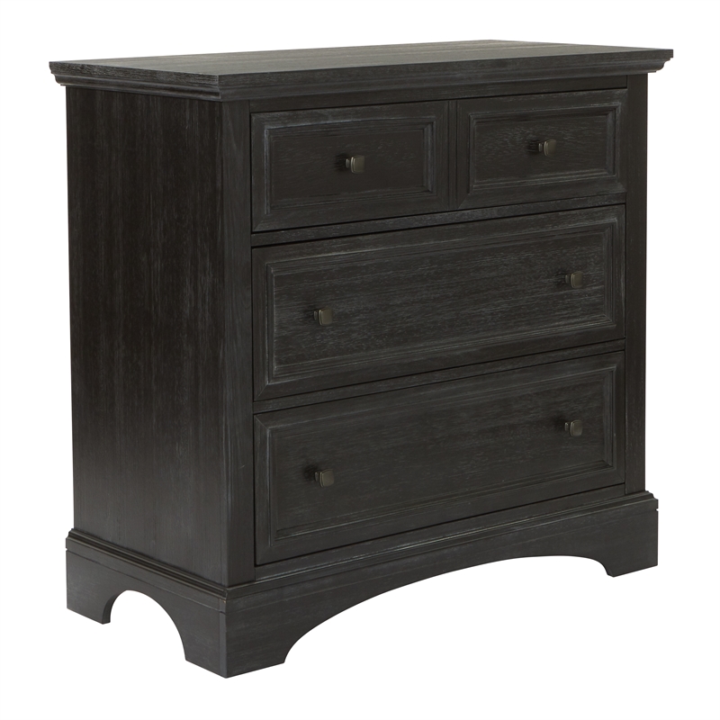 Farmhouse Basics 3 Drawer Chest in Rustic Black by OSP Home Furnishings
