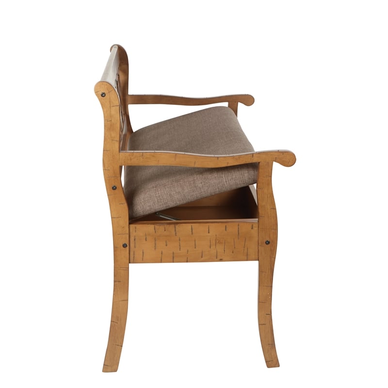 Coventry Storage Bench in Distressed Toffee Brown Frame & Latte Seat Cushion