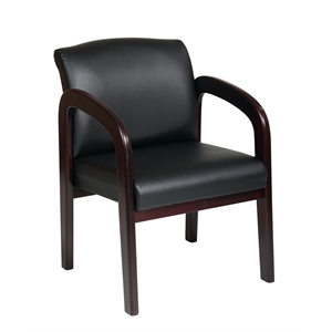 Faux Leather Visitor Guest Chair in Mahogany and Black