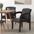 Faux Leather Visitor Guest Chair in Mahogany and Black