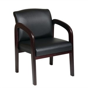 faux leather visitor guest chair in mahogany and black