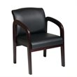 Faux Leather Visitor Guest Chair in Mahogany and Black