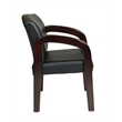 Faux Leather Wood Visitor Guest Chair in Espresso