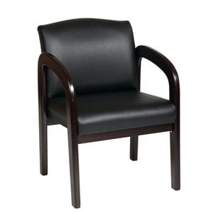 faux leather wood visitor guest chair in espresso